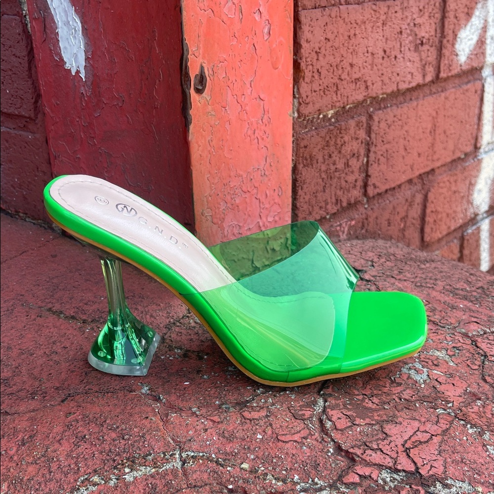 Chic Green Transparent Heels